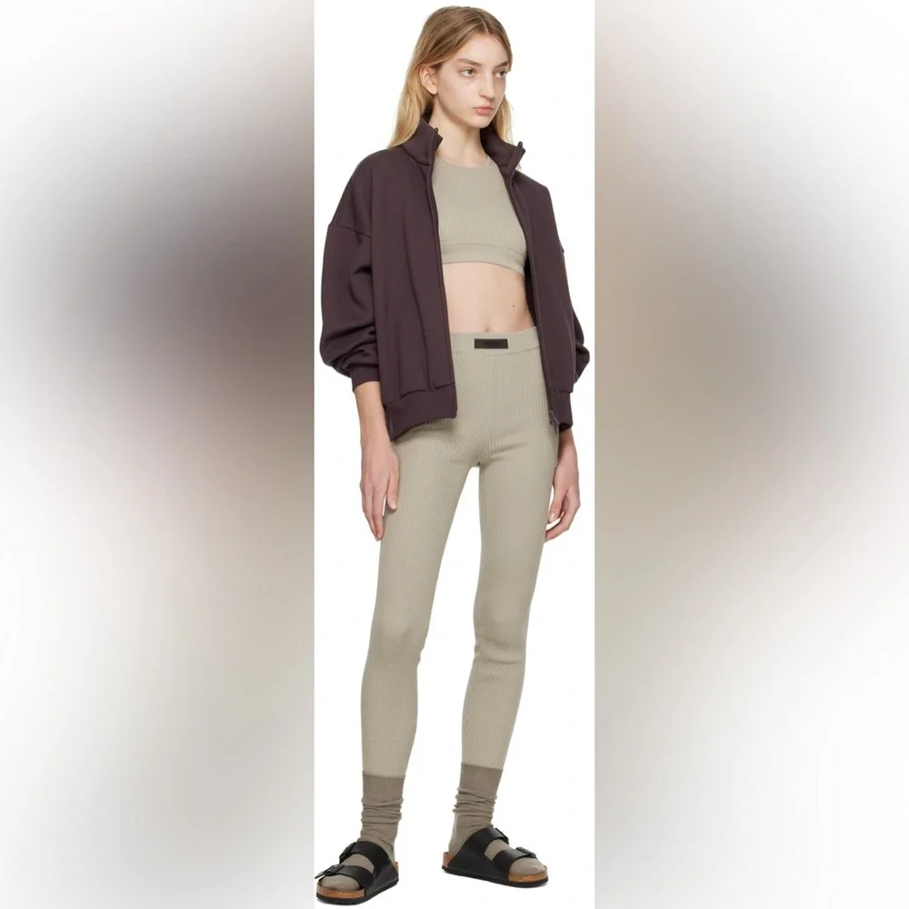 NWT The Fear Of God ESSENTIALS Ribbed Leggings in Seal Grey Size XS - Picture 2 of 11